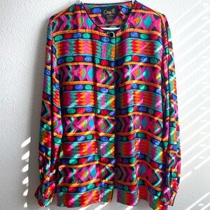 Vintage Colorful Geometric Patterned Corey B Blouse